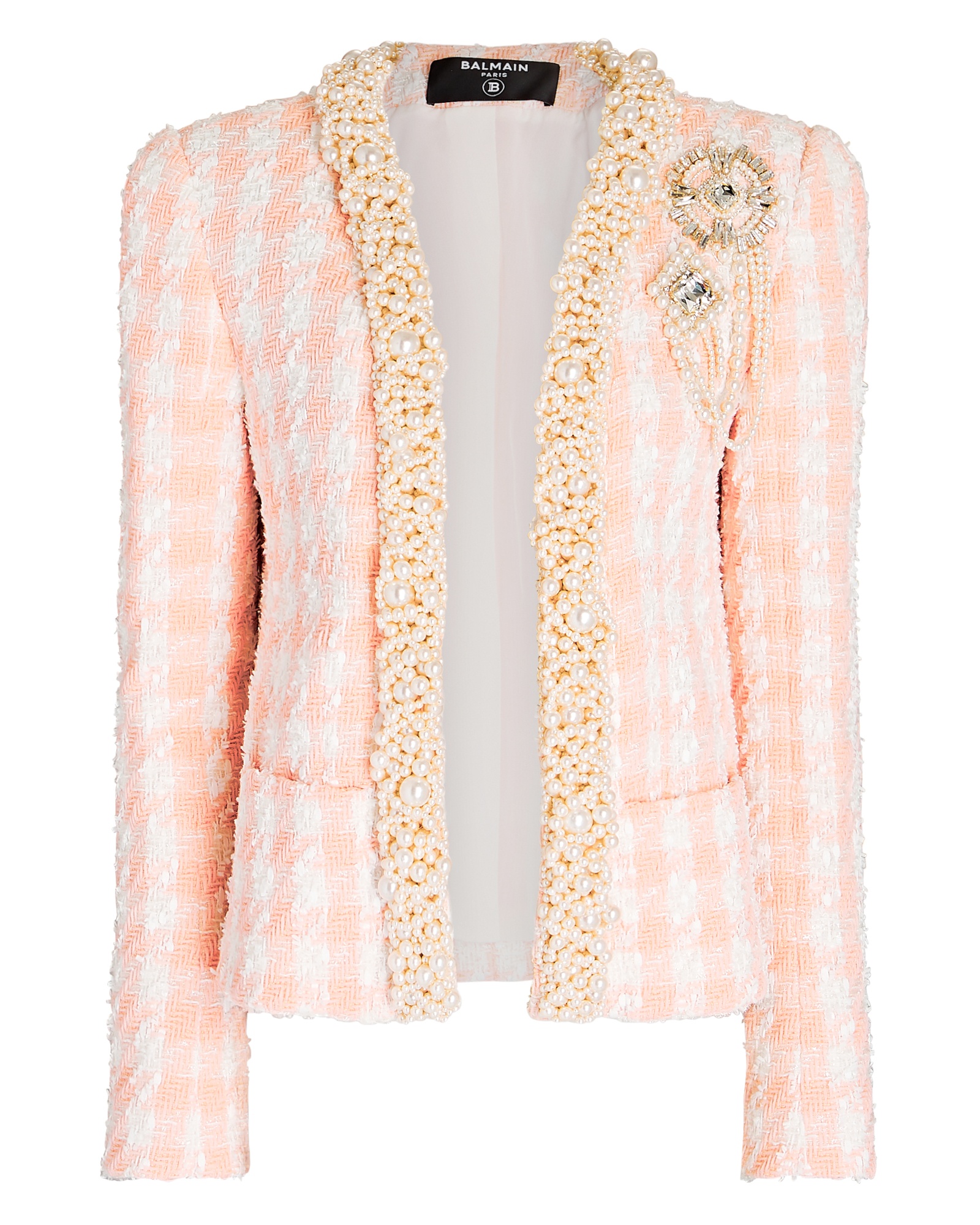 Embellished Houndstooth Bouclé Tweet Jacket - 1
