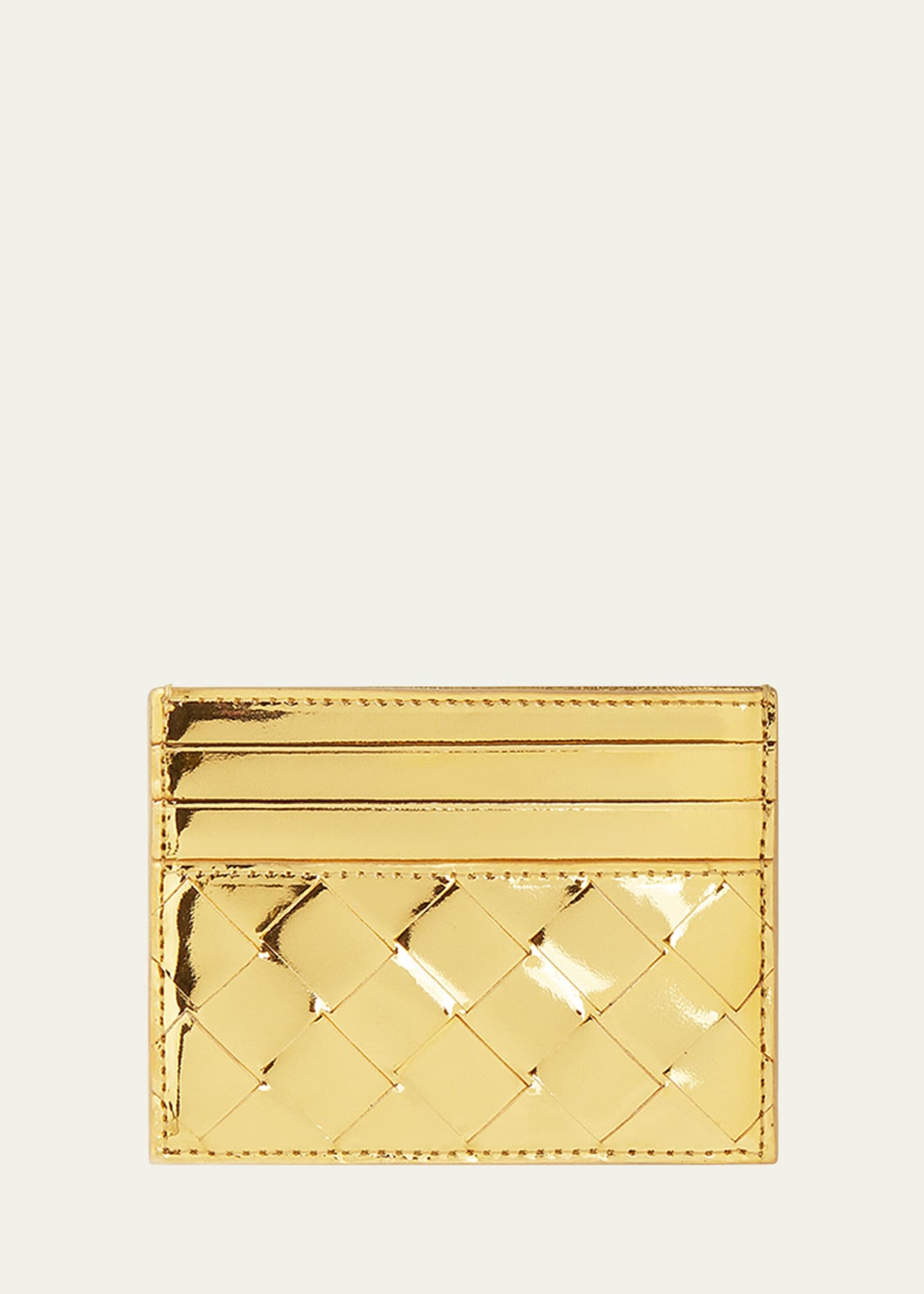 Intrecciato Metallic Leather Card Case - 1