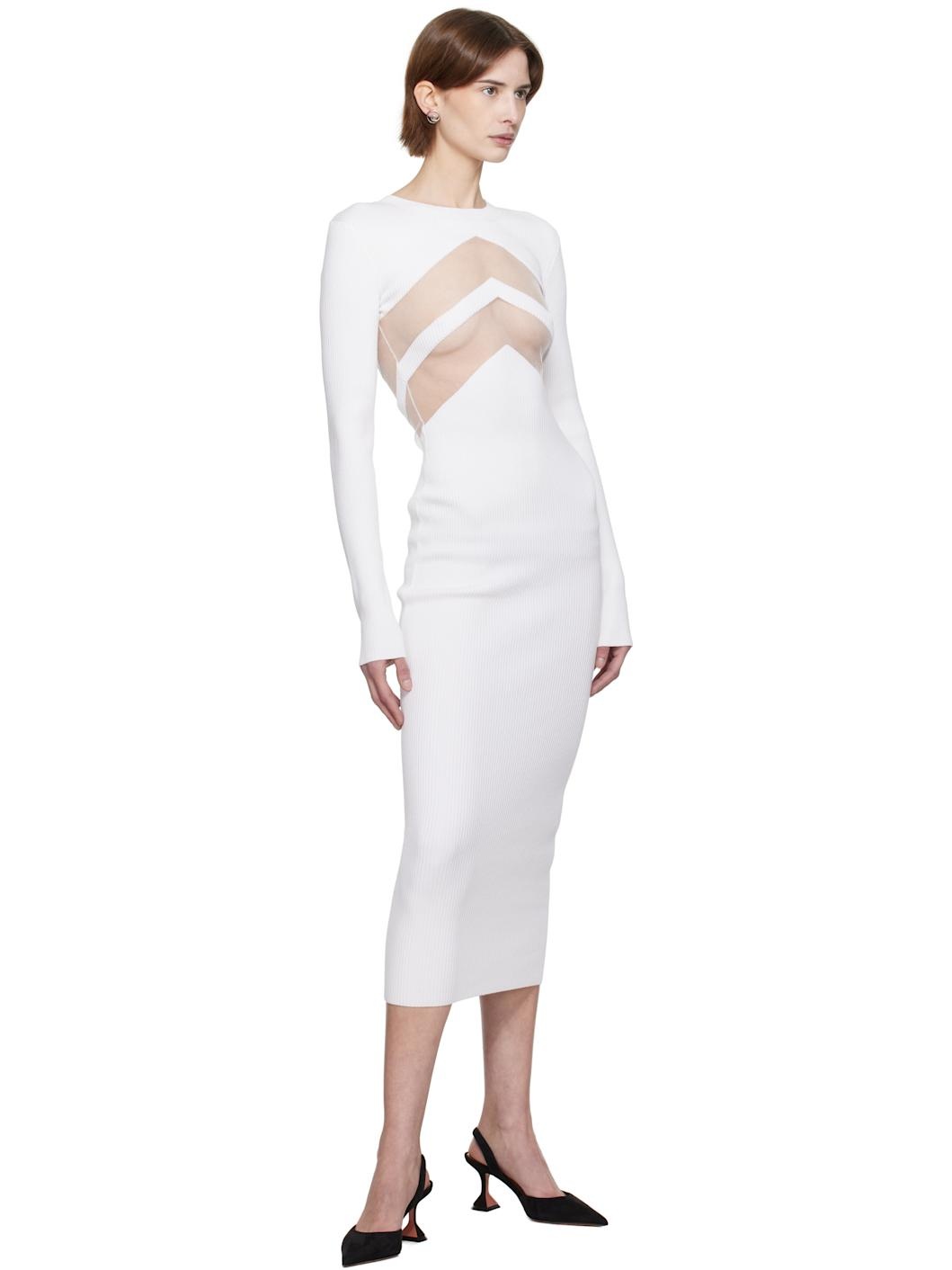 White 'The Chevrons' Midi Dress - 4