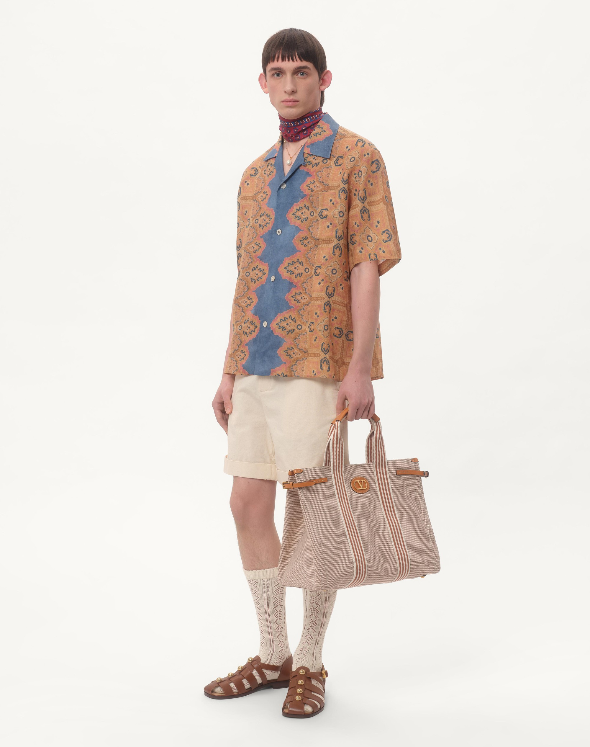 LINEN BOWLING SHIRT WITH VOYAGE IMAGINAIRE PRINT - 2