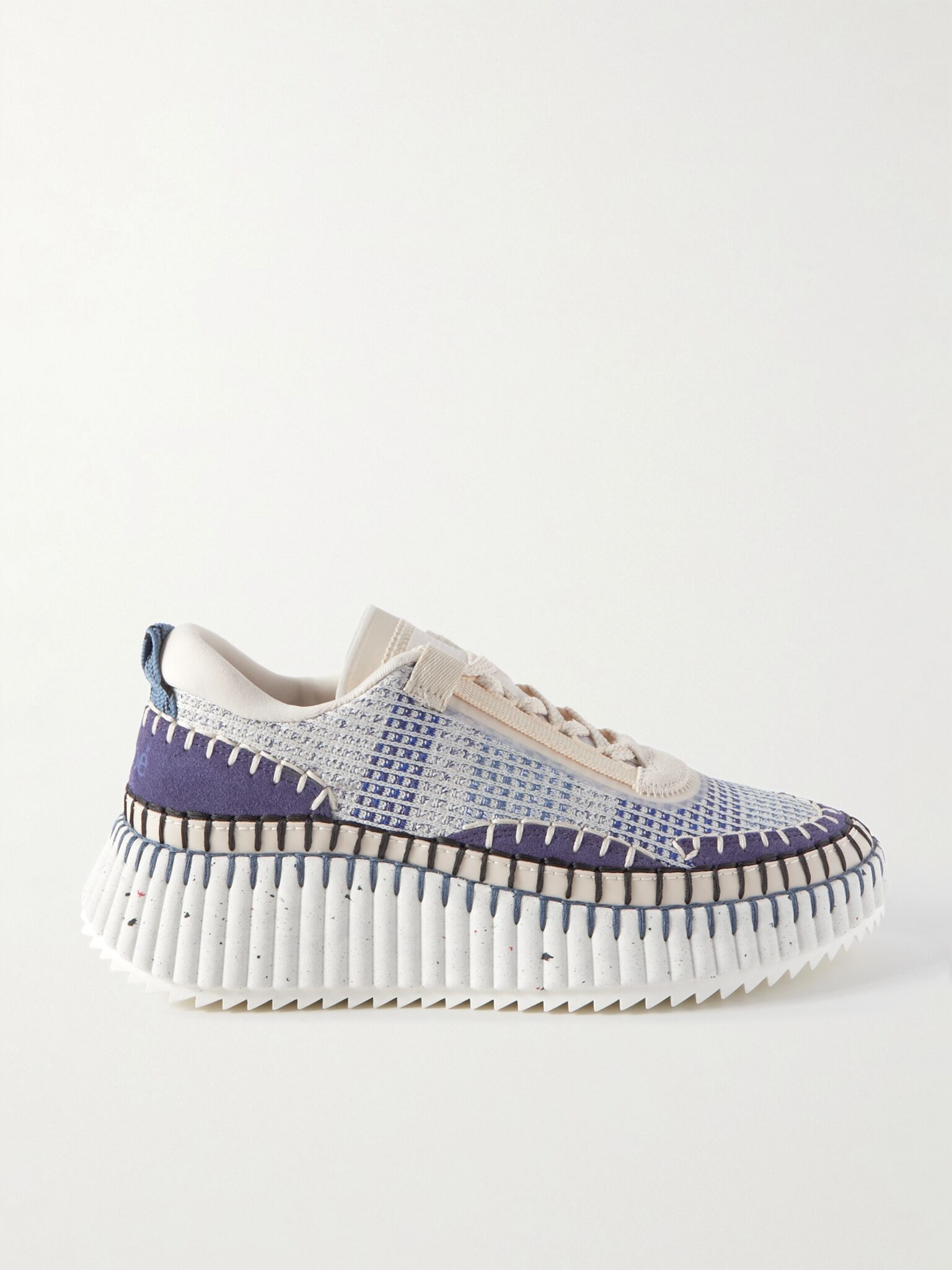 Nama embroidered suede and recycled-mesh sneakers Blue - 1
