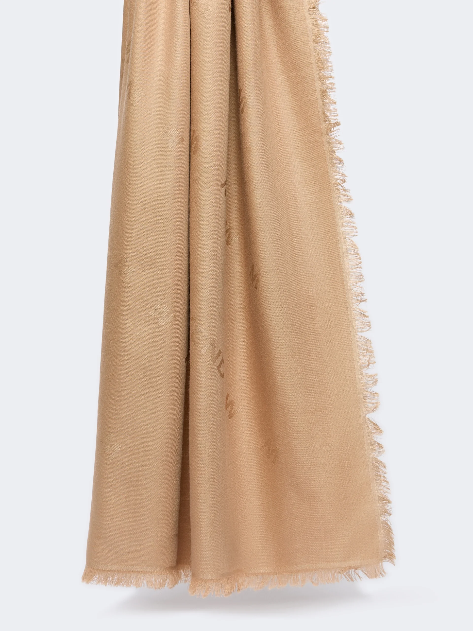 CEDRO Jacquard wool and silk shawl - CAMEL - 1