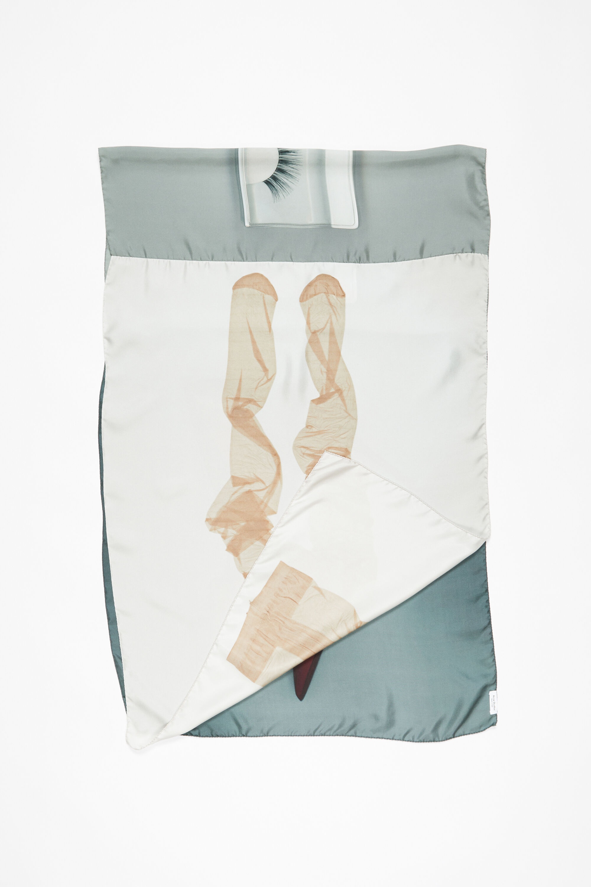 Print silk scarf - Grey/beige 2