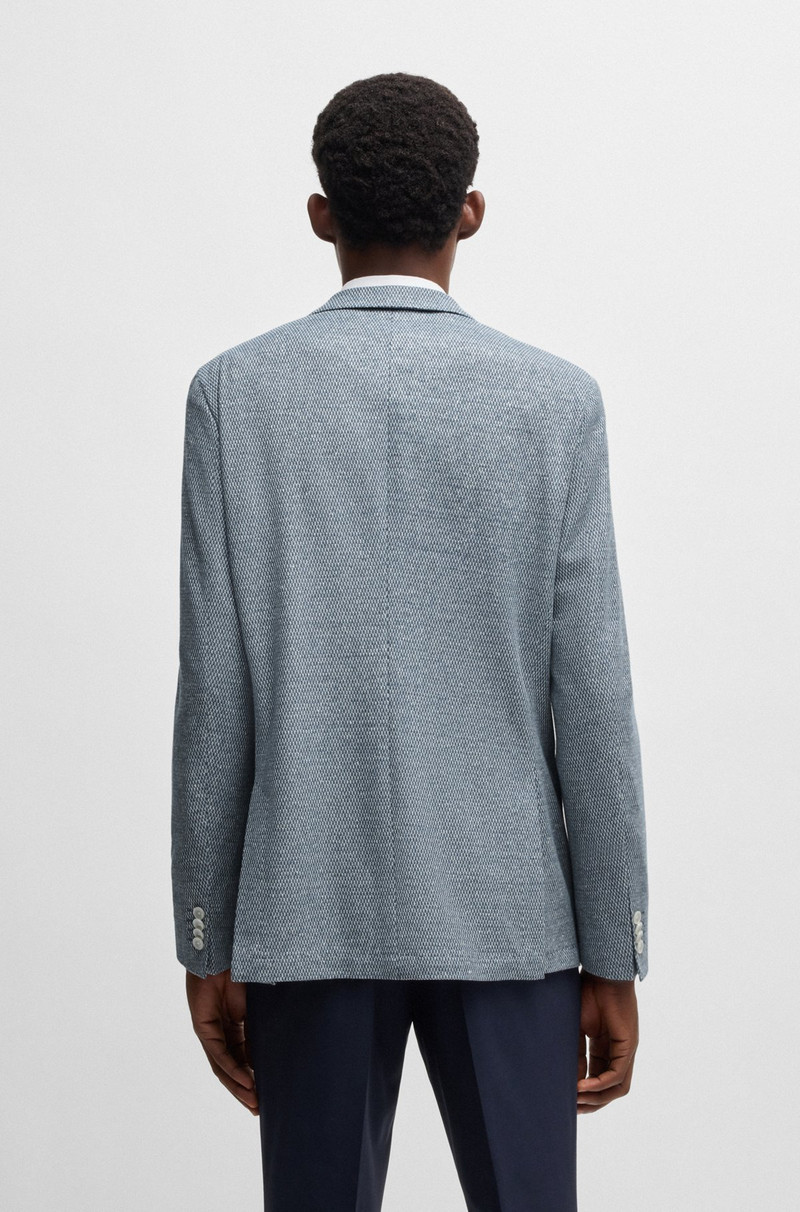REGULAR-FIT PATTERNED BLAZER WITH LINEN AND COTTON 4
