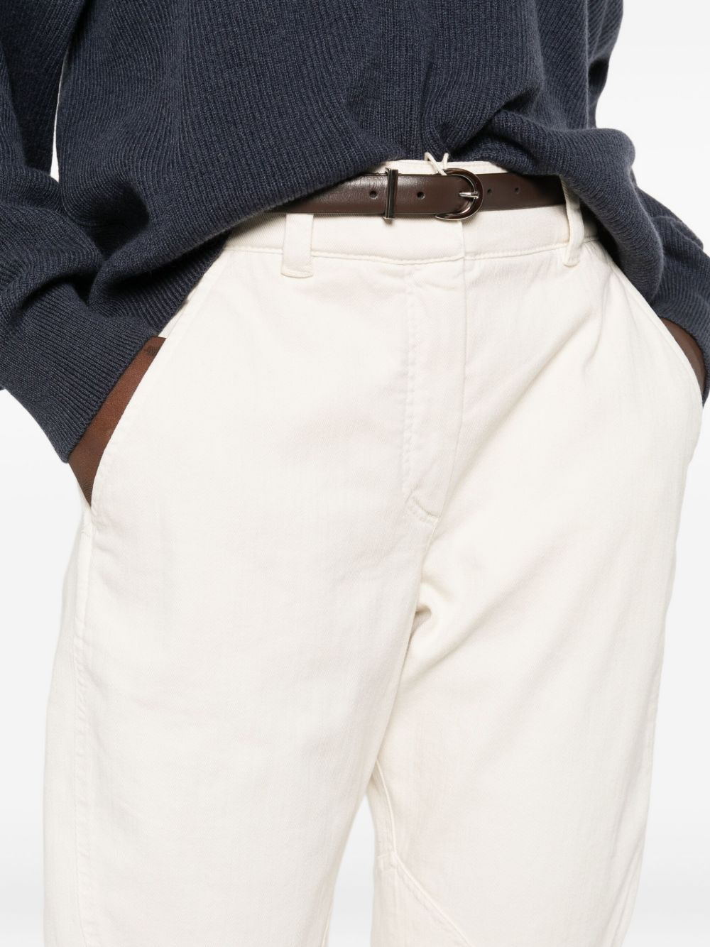 panelled cotton trousers - 5