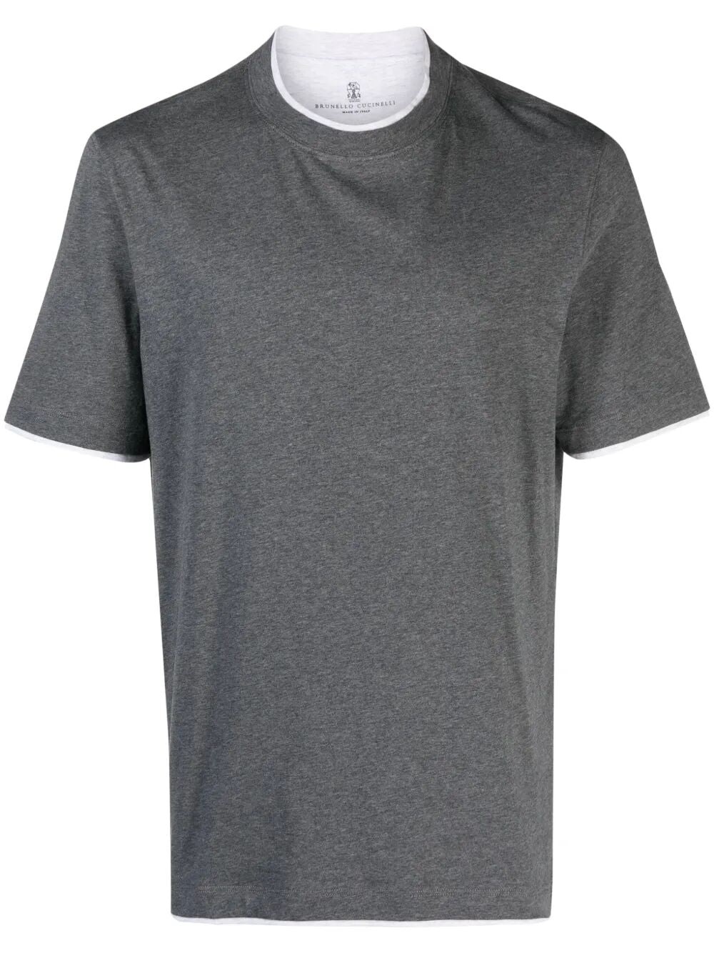 Cotton Jersey Crew Neck T-Shirt With Faux-Layering - 1