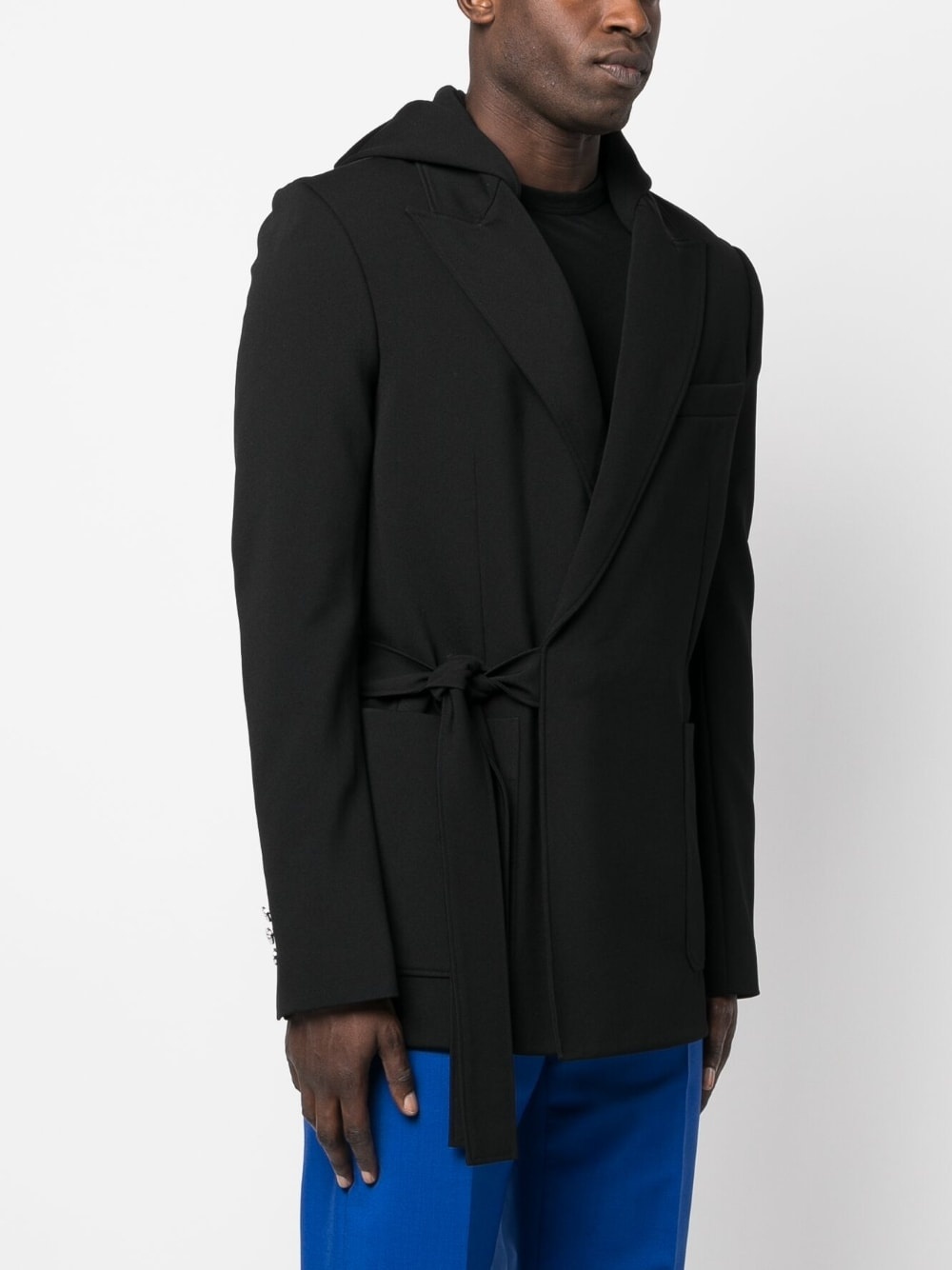 tie-fastening hooded jacket - 3