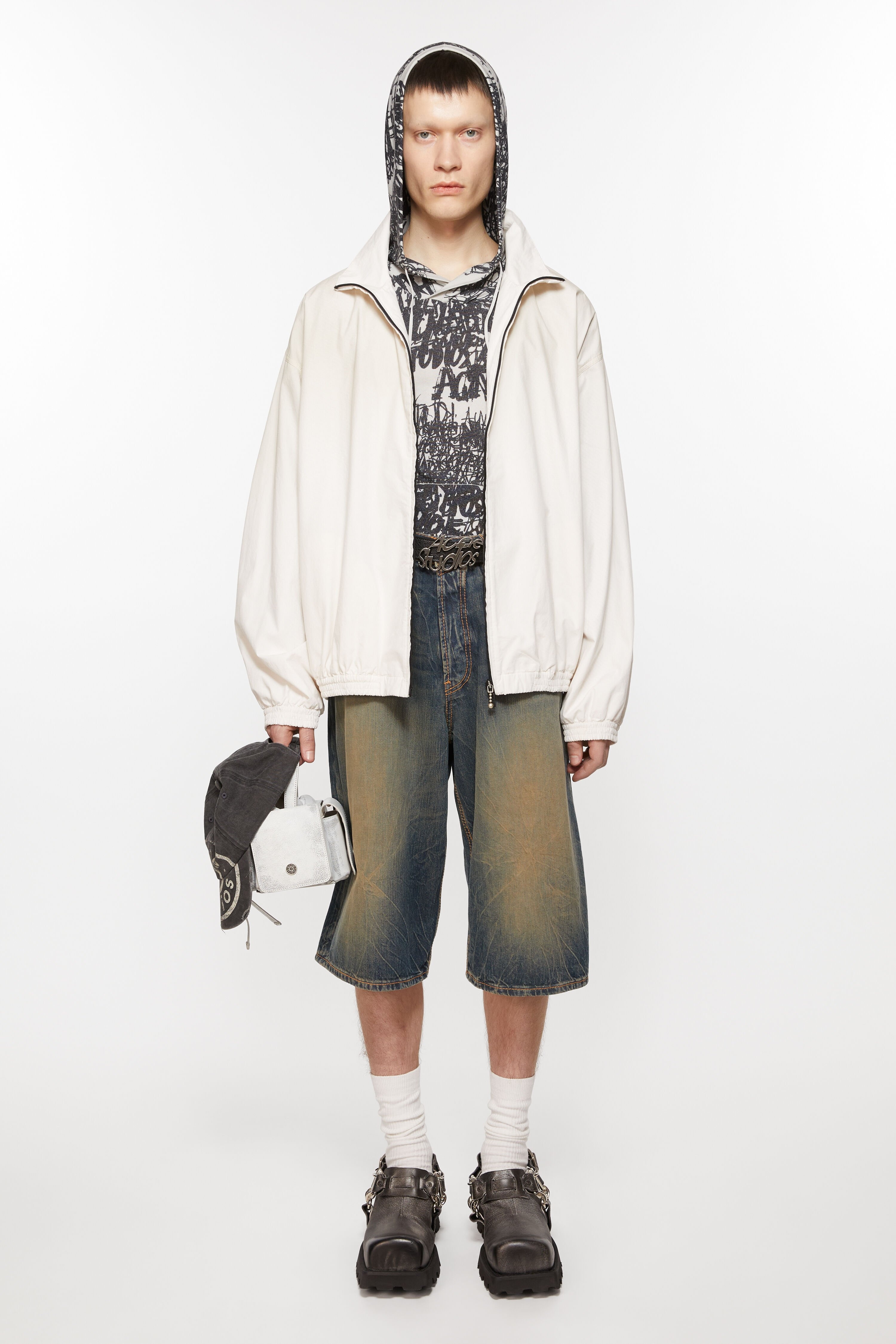Acne Studios - Logo zipper jacket - Dusty white