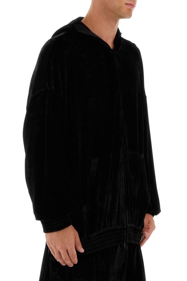 Black velvet oversize sweatshirt - 4