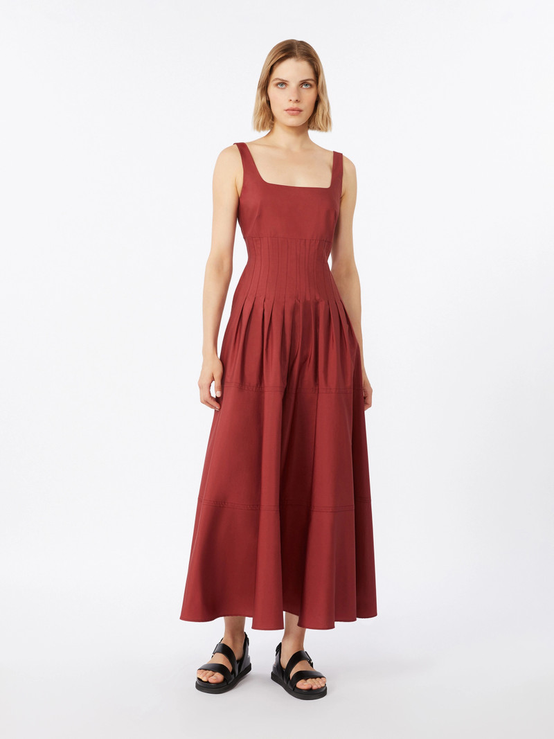 FELTRE Poplin full-skirt dress - BRICK RED 3