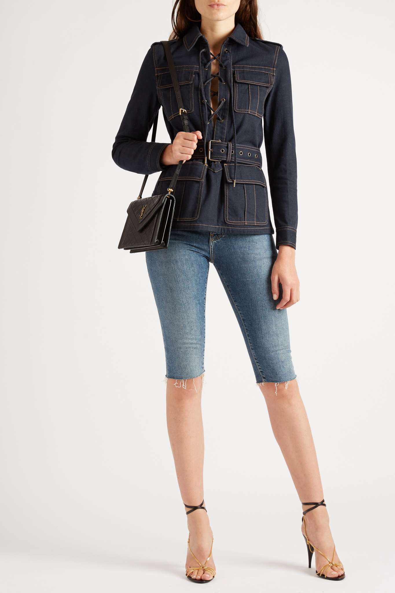 Saharian belted lace-up denim jacket - 2