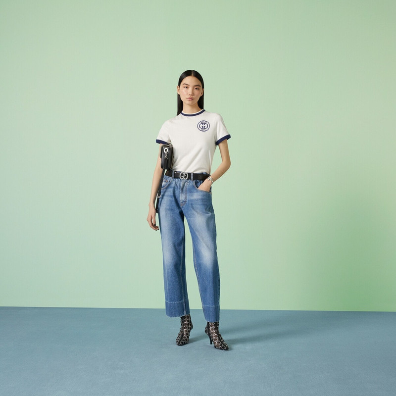 GUCCI Cotton jersey T-shirt with Gucci embroidery outlook