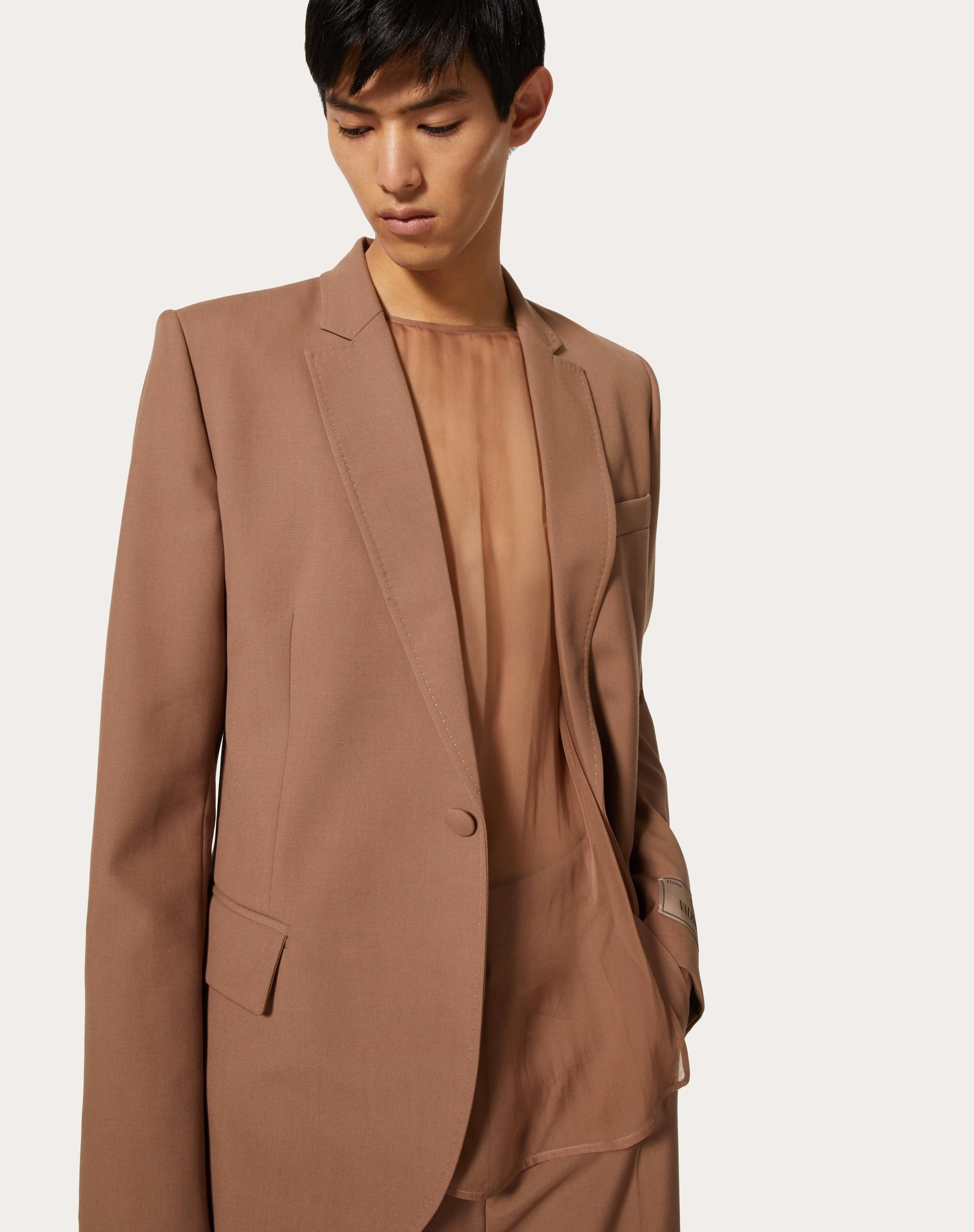 SINGLE-BREASTED WOOL JACKET WITH MAISON VALENTINO TAILORING LABEL AND CHIFFON INNER BIB - 5