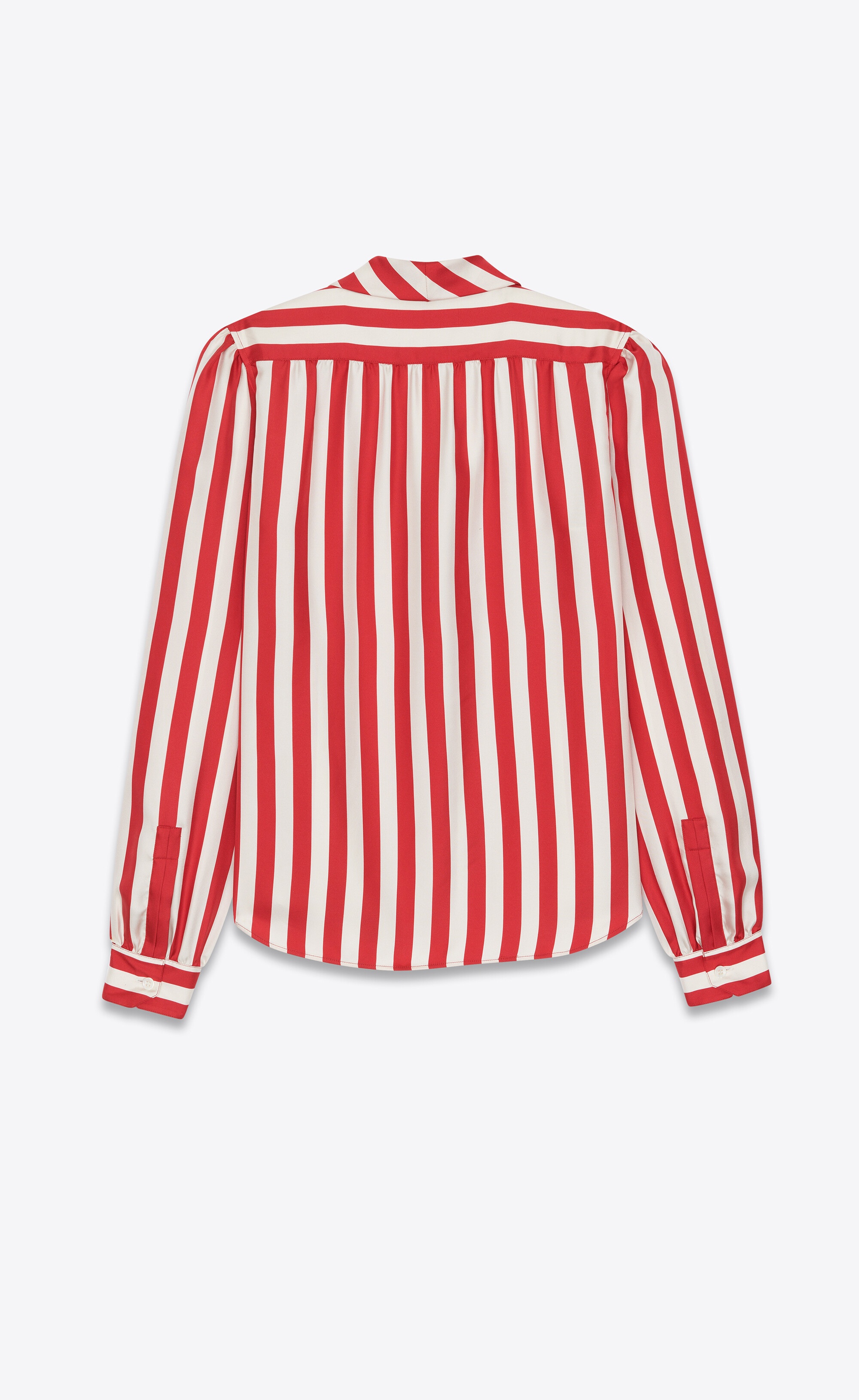 lavallière-neck shirt in striped silk twill - 4