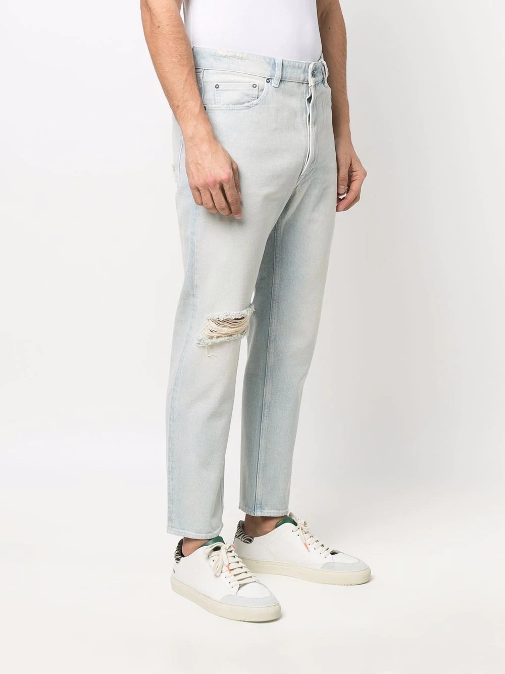 distressed straight-leg jeans - 3