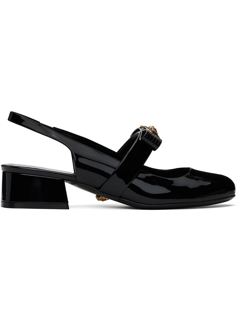 Black Gianni Ribbon Patent Slingback 35 mm Heels 1
