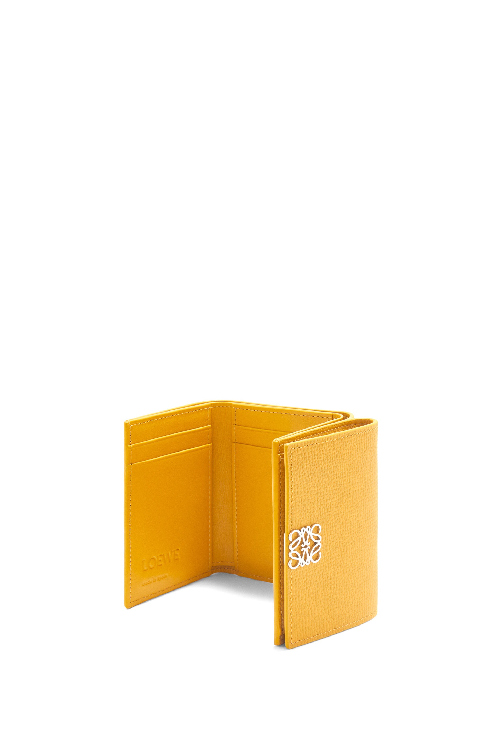 Anagram trifold wallet in pebble grain calfskin 4