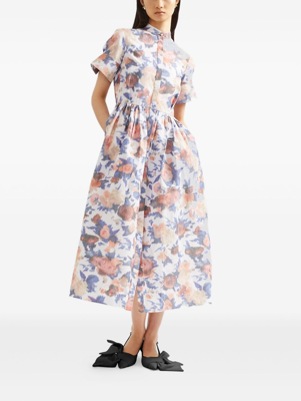 floral-print short-sleeve midi dress - 5
