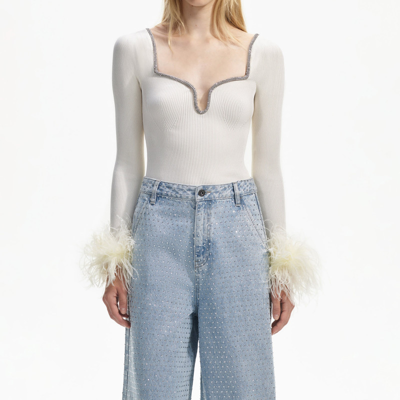 Off White Knit Feather Top 4