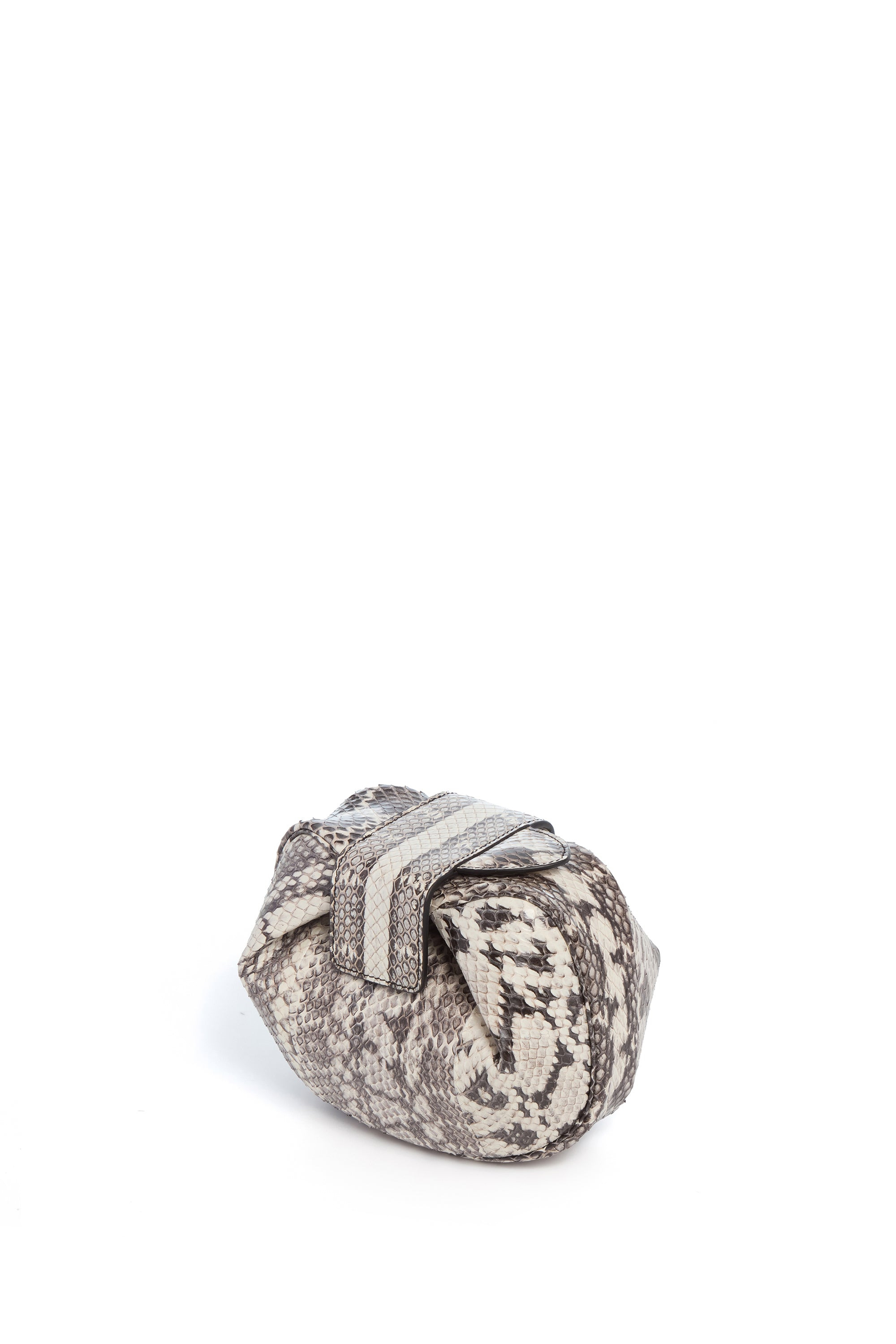 Soft Demi Clutch in Black and White Snakeskin - 3
