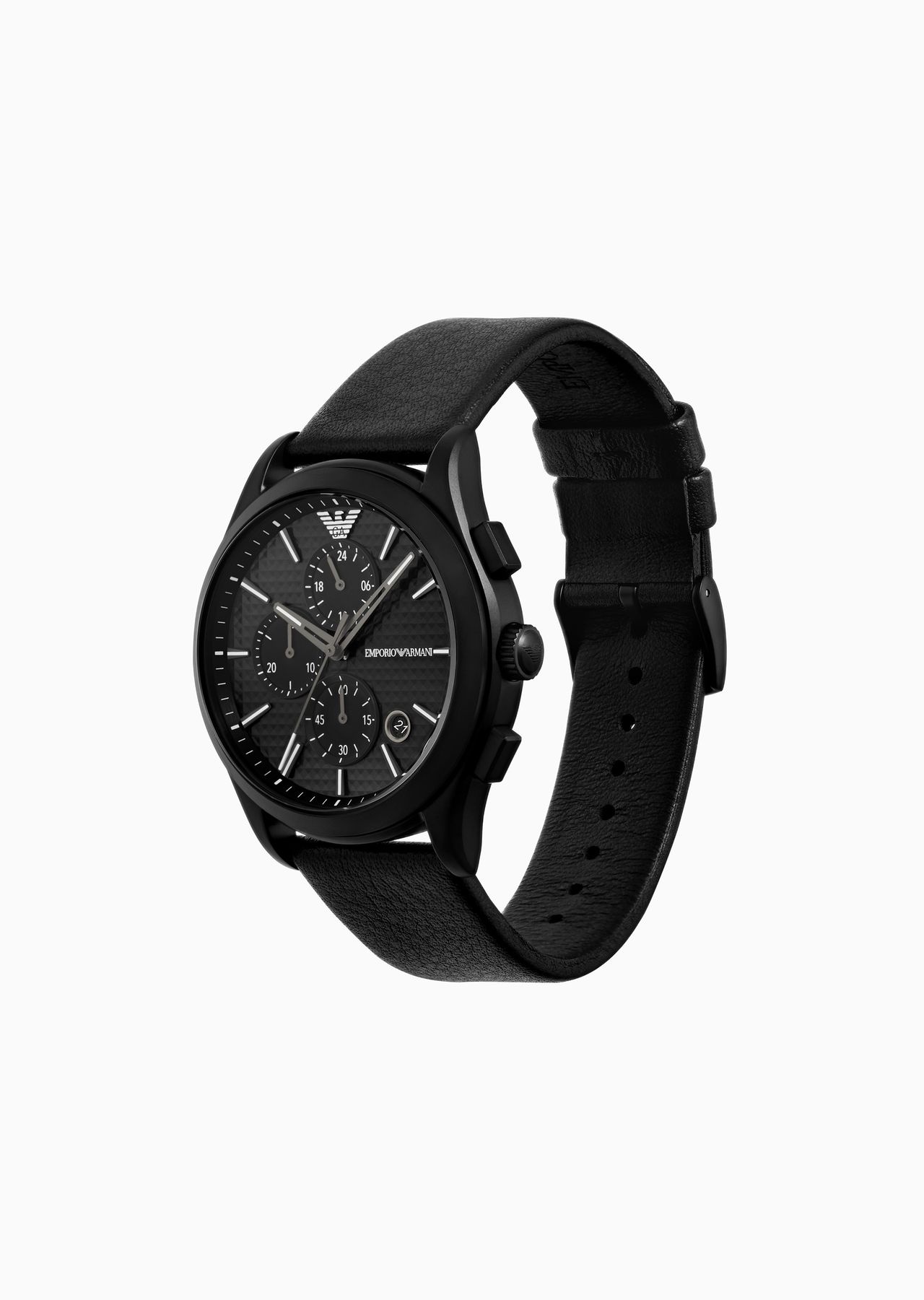 Chronograph Black Leather Watch and Bracelet Set - 2