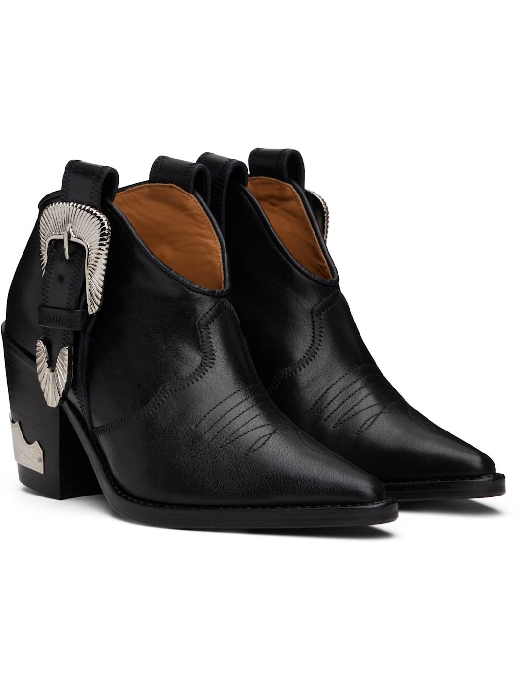 Black Western Style Ankle Boots - 4
