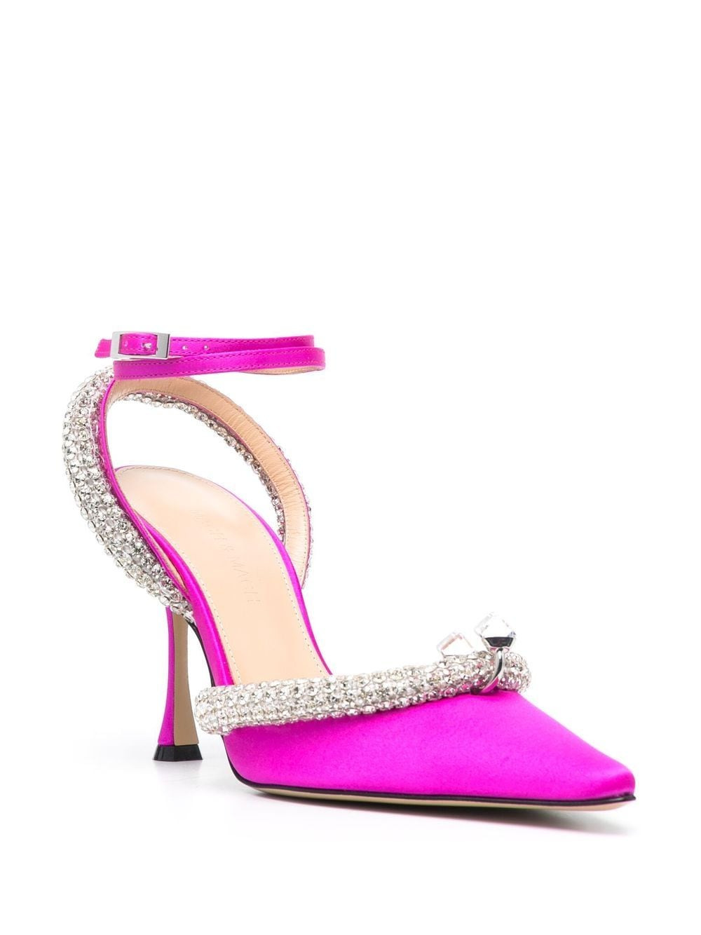 MACH & MACH Crystal-embellished satin slingback pumps - 3