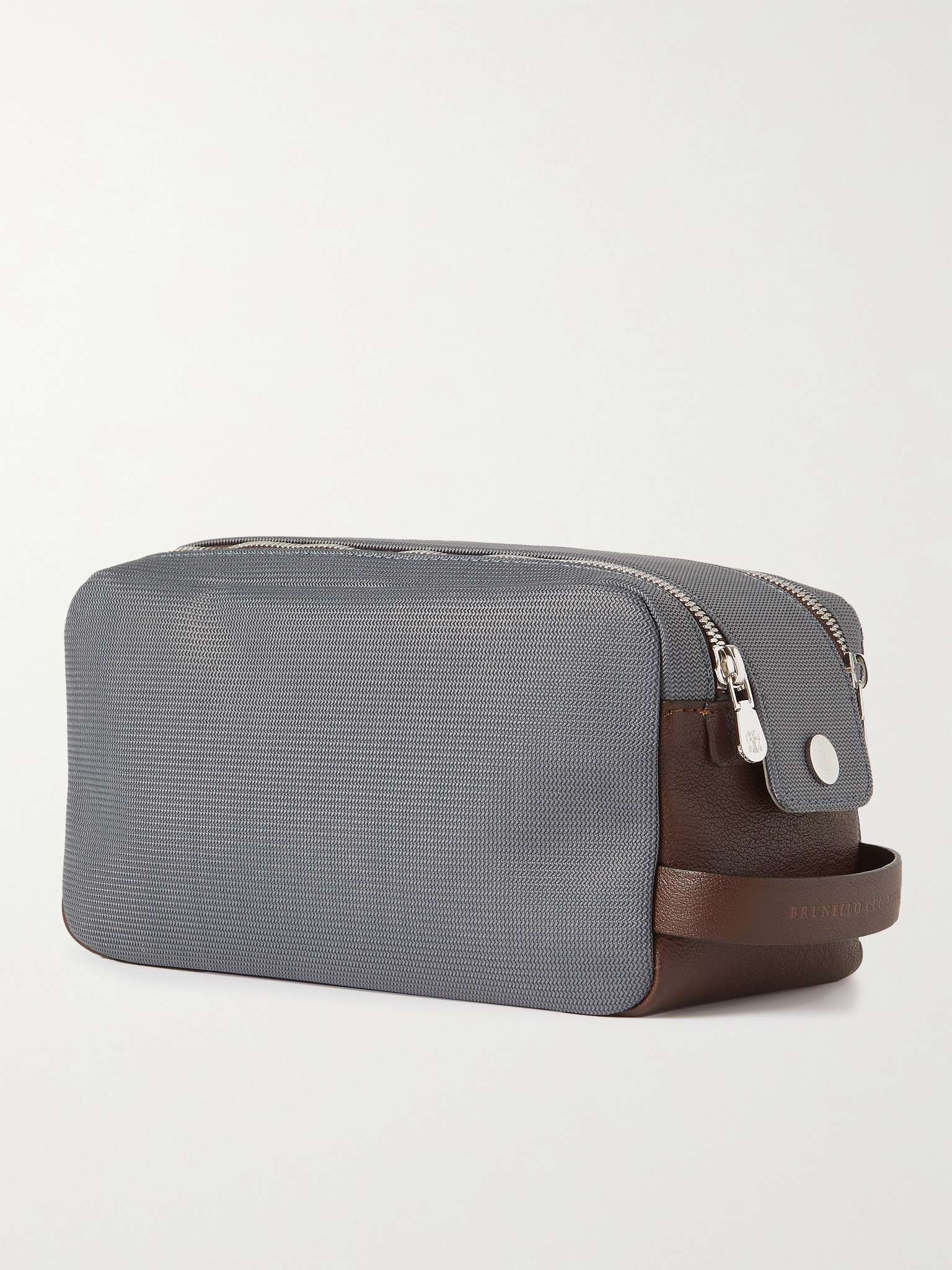 Leather-Trimmed Nylon Wash Bag - 3