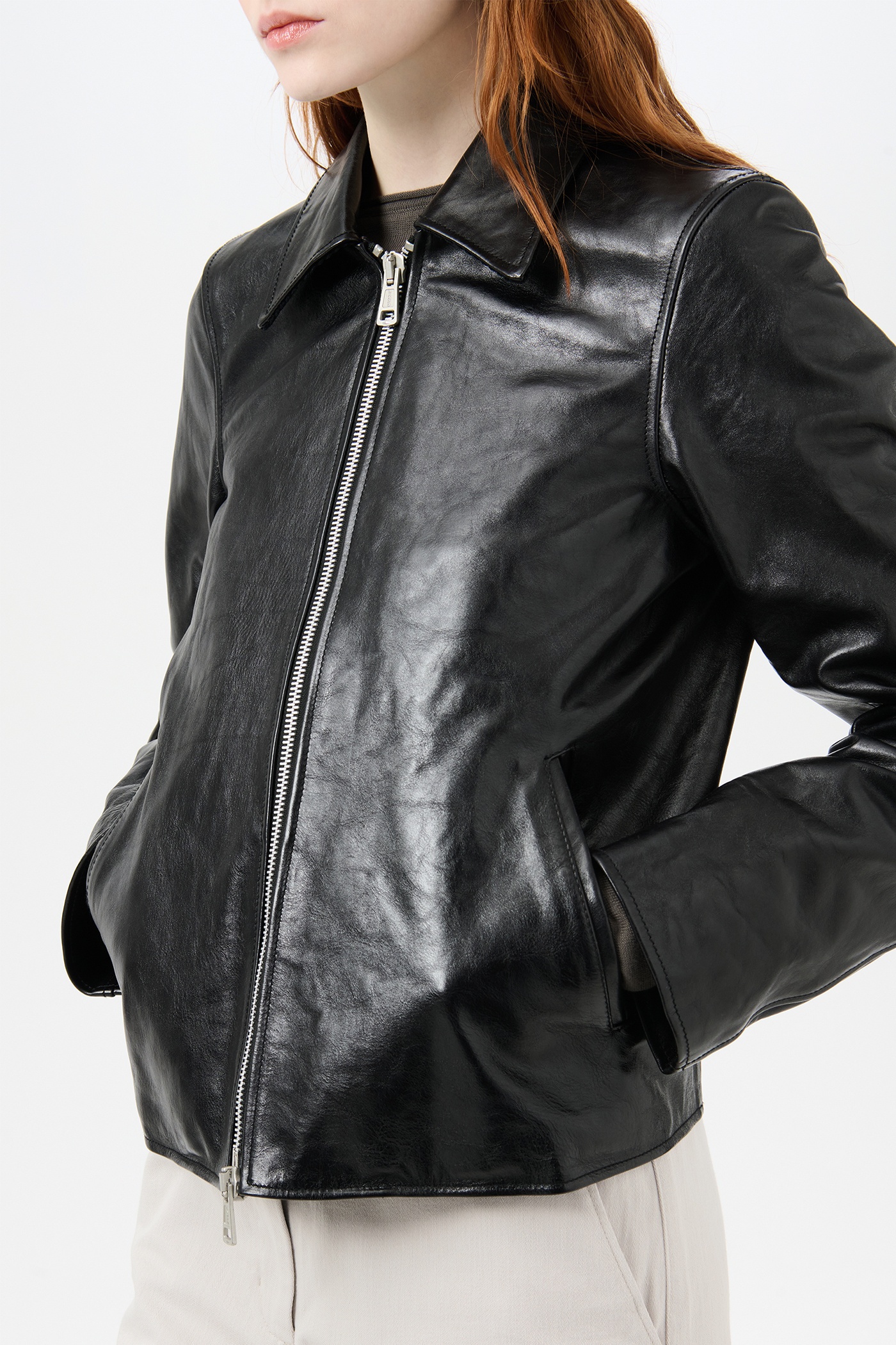 Mini Jacket Top Dyed Black Leather - 4