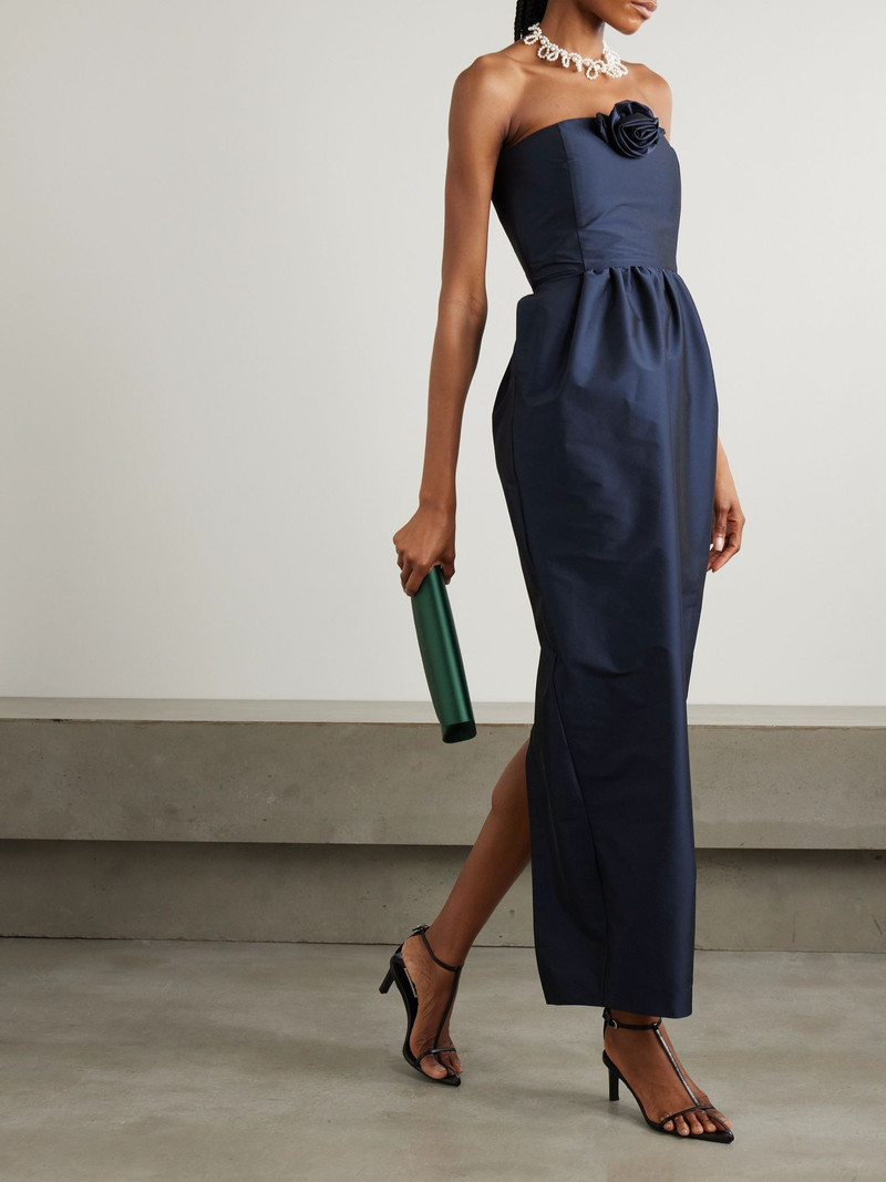 BERNADETTE Lena strapless appliquéd taffeta maxi dress Navy outlook