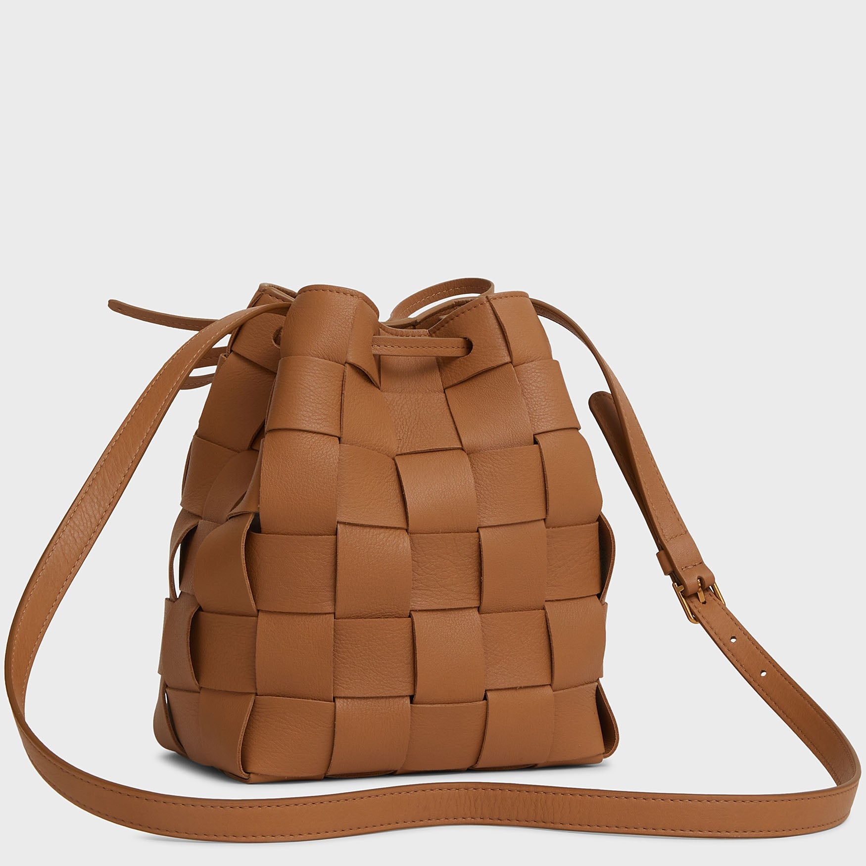 UPCYCLED WOVEN MINI BUCKET BAG - 5
