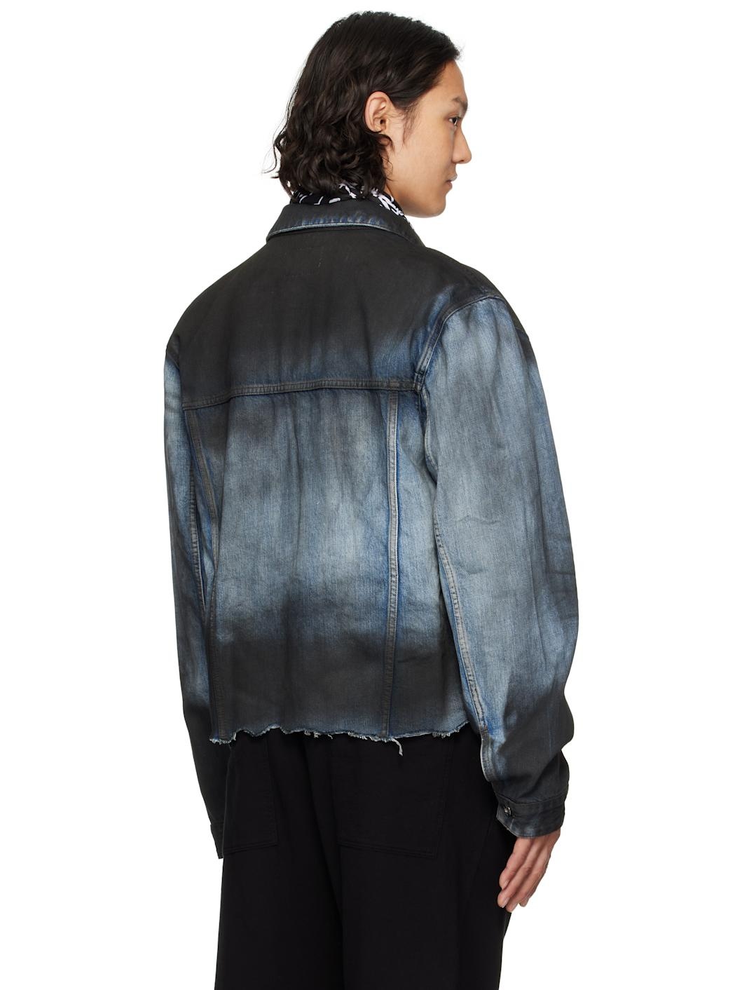 Blue Sprayed Sporty Selldone Denim Jacket - 3