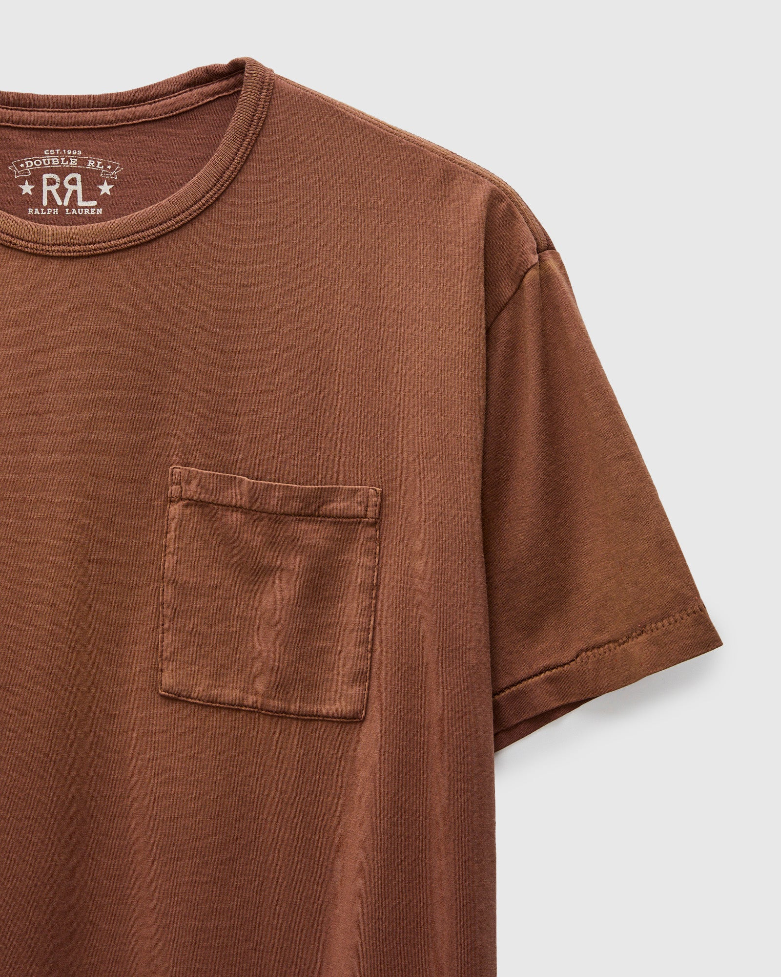 Vintage Knit Pocket T-Shirt in Chocolate - 3