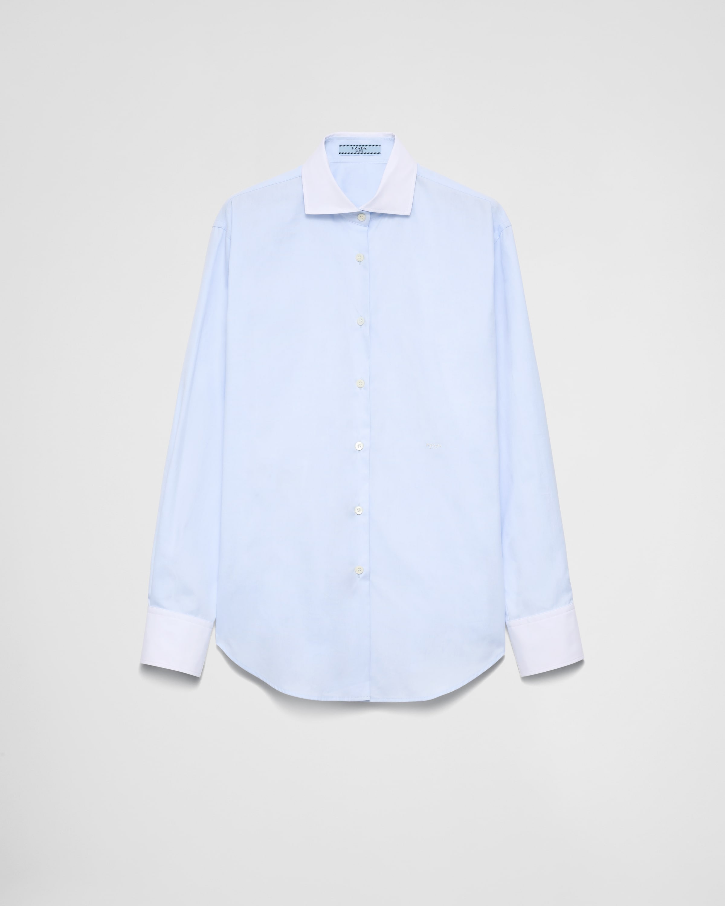 Embroidered Oxford cotton and poplin shirt - 1