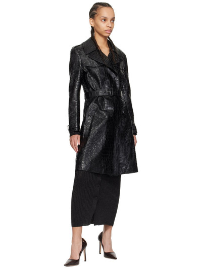 TOM FORD Black Croc-Embossed Leather Trench Coat outlook