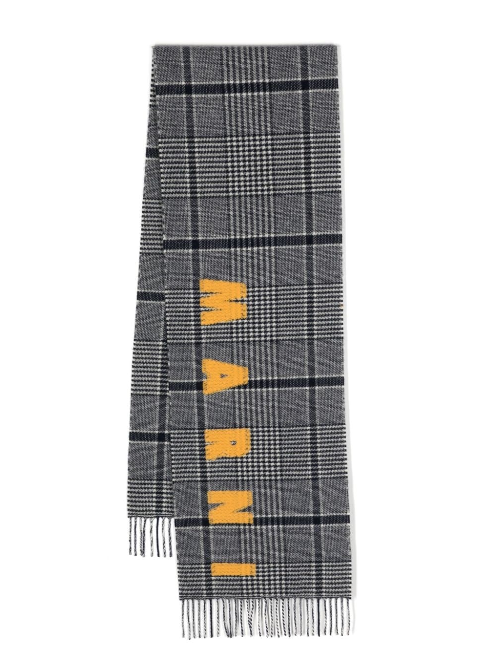 logo-embroidered plaid scarf - 1