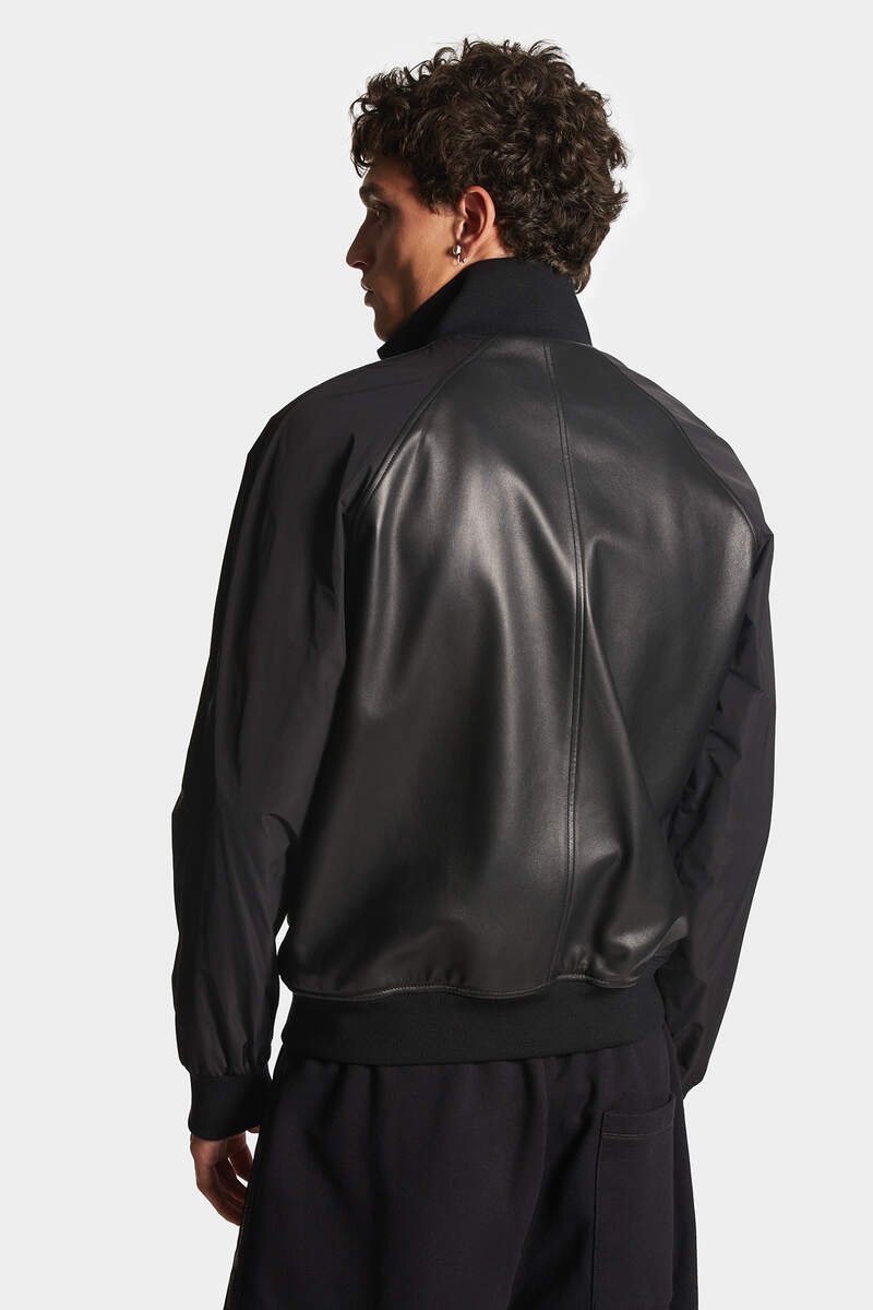 MIXED LEATHER BOMBER - 4