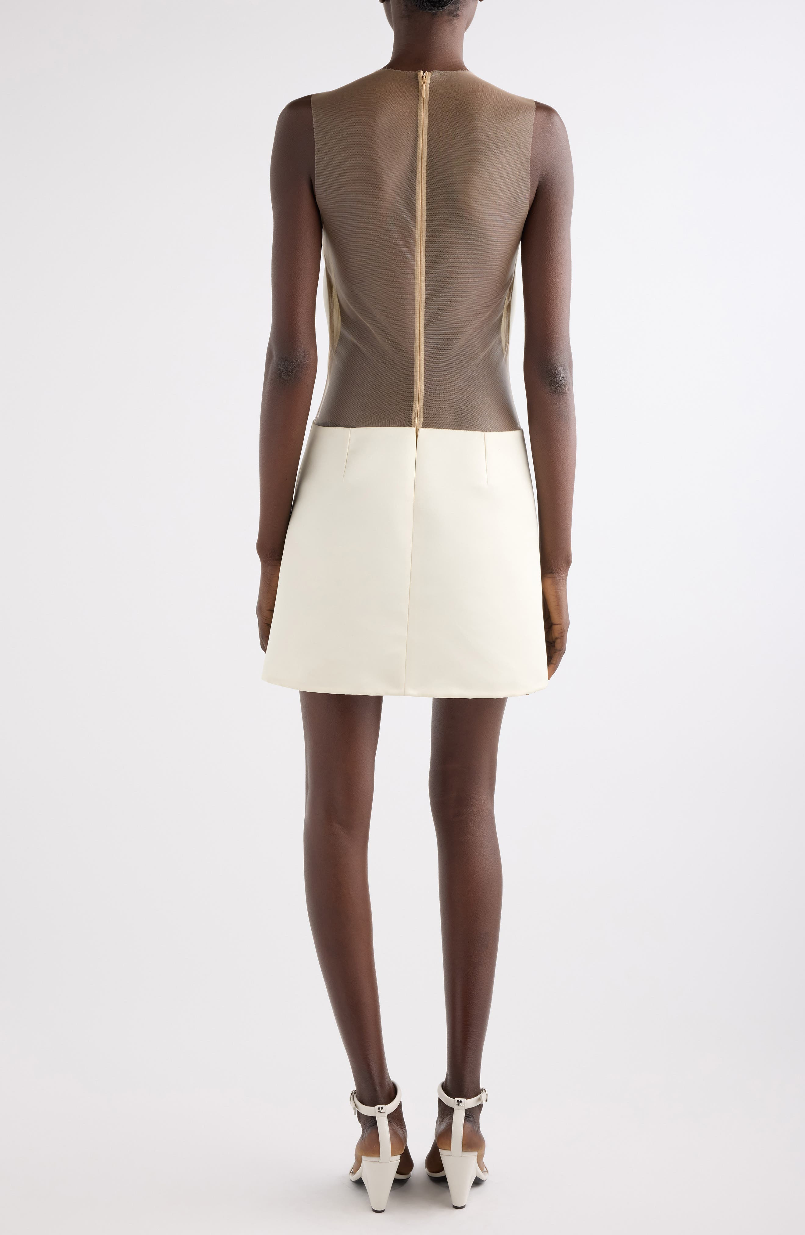 Courrèges Illusion Inset Circle Satin Minidress in Ivory at Nordstrom - 2