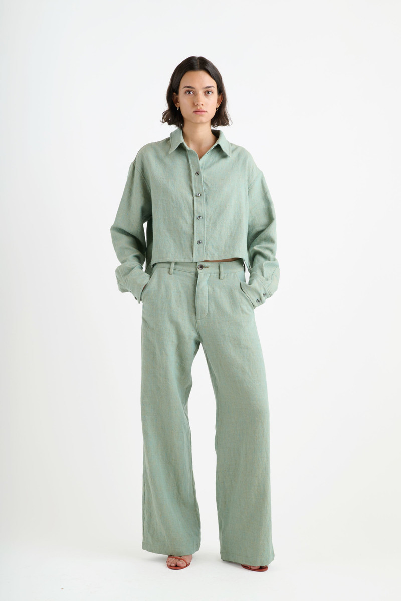 The Elder Statesman SHELL CHAMBRAY CROP SHIRT outlook