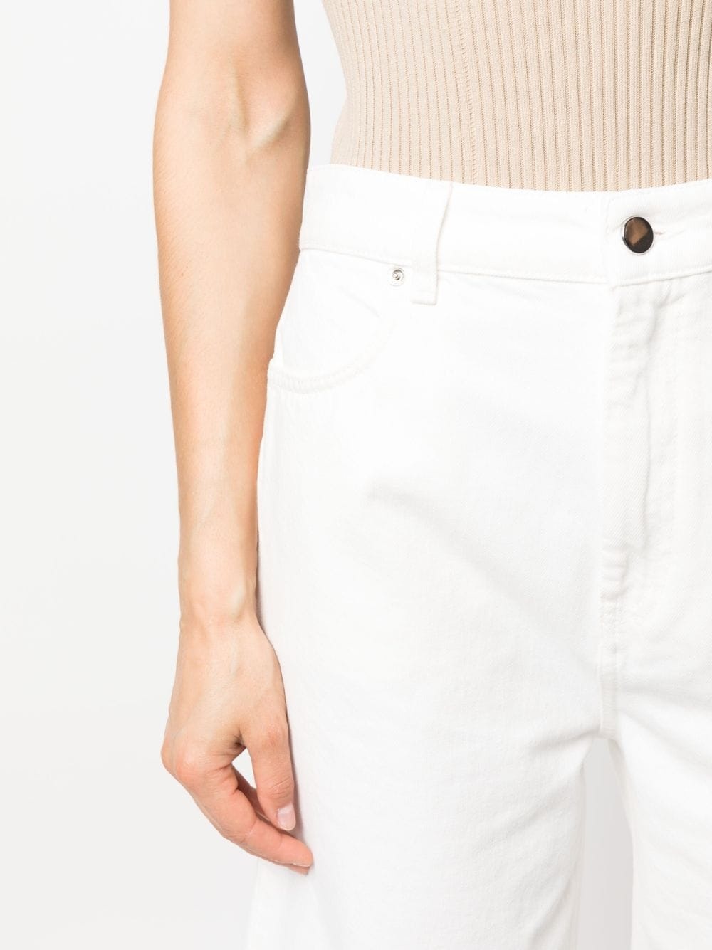 straight-leg denim shorts - 5