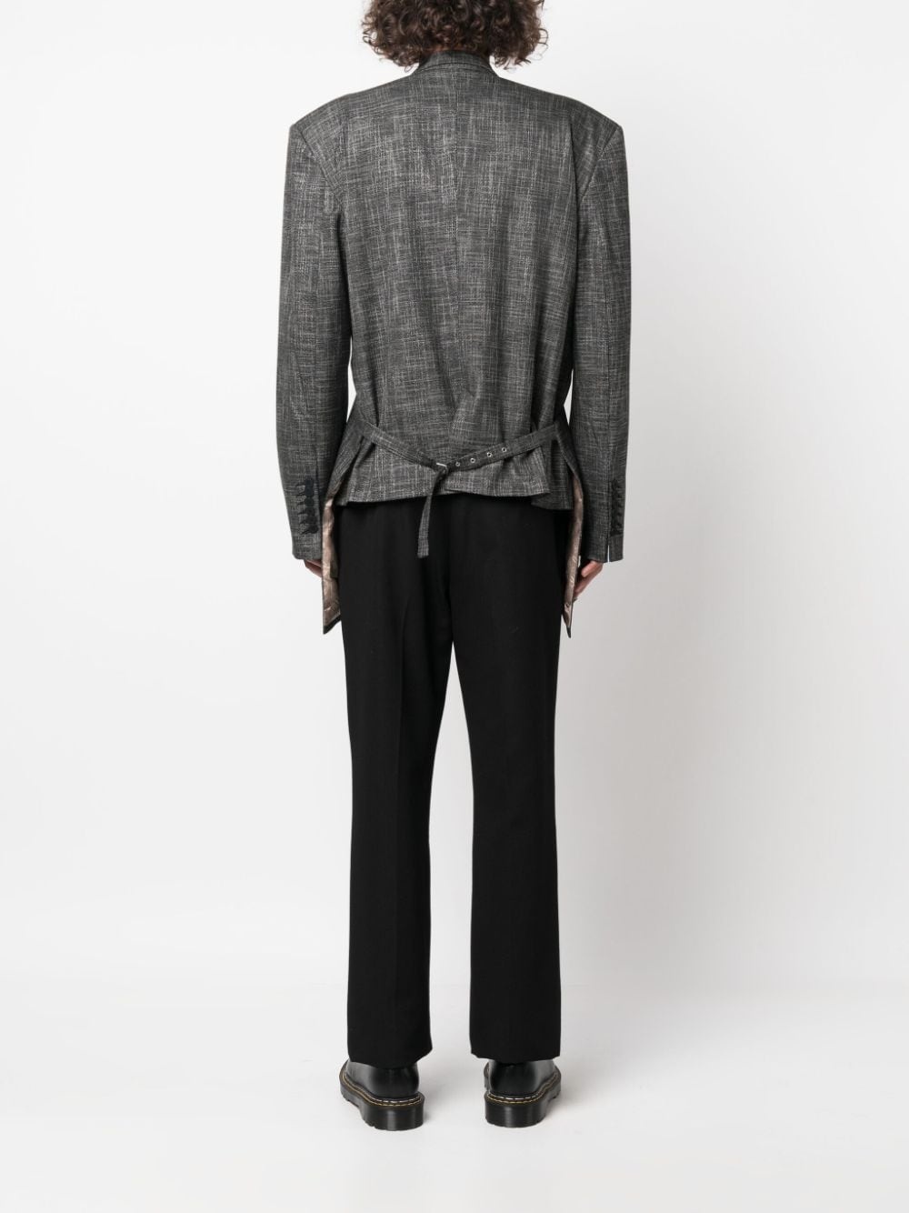 detachable-apron double-breasted blazer - 4