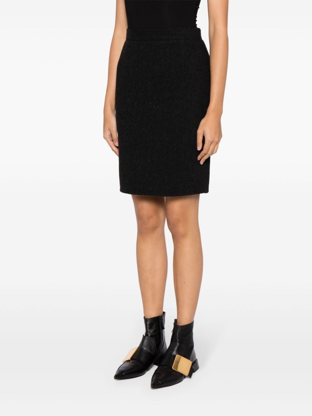 high-waist herringbone skirt - 3