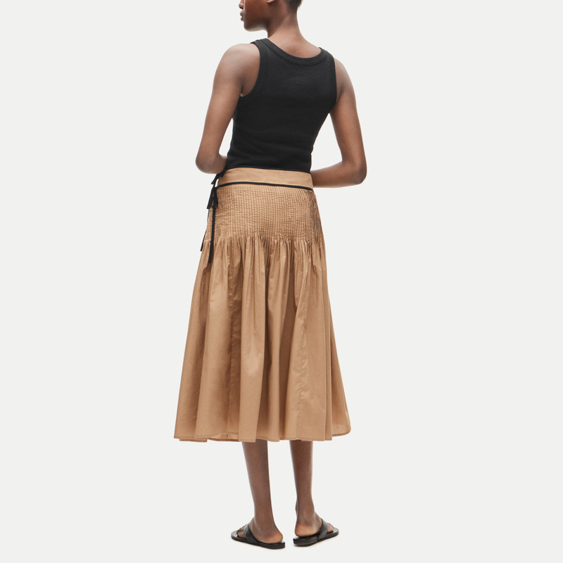 Faux side-tie pleated skirt in cotton poplin 4