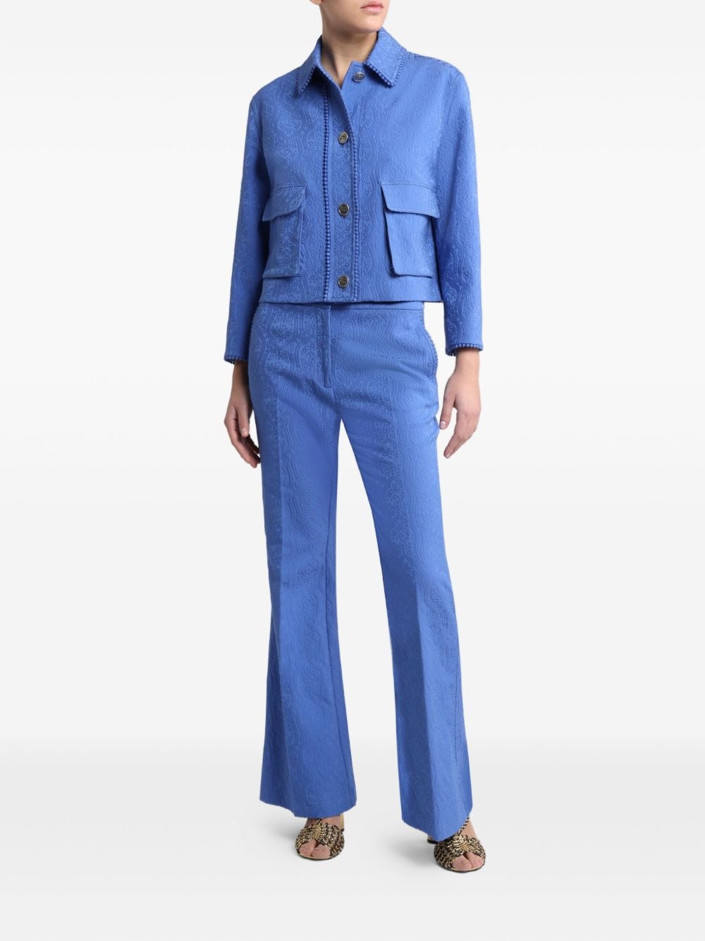 paisley-jacquard flared trousers - 2