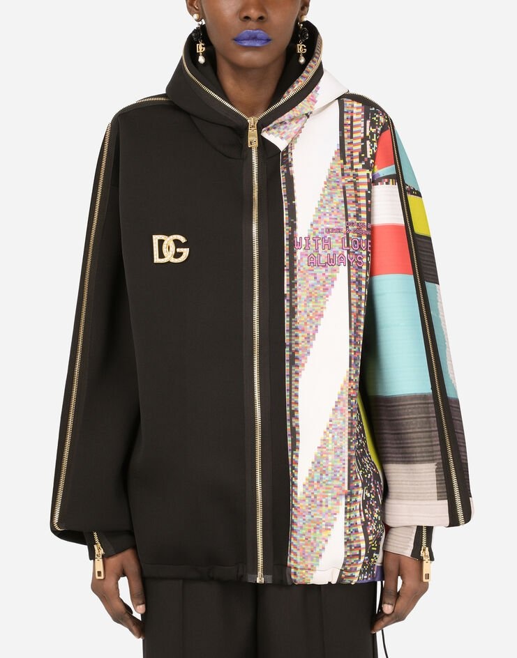 Technical jersey sweatshirt with multi-colored glitch print - 1