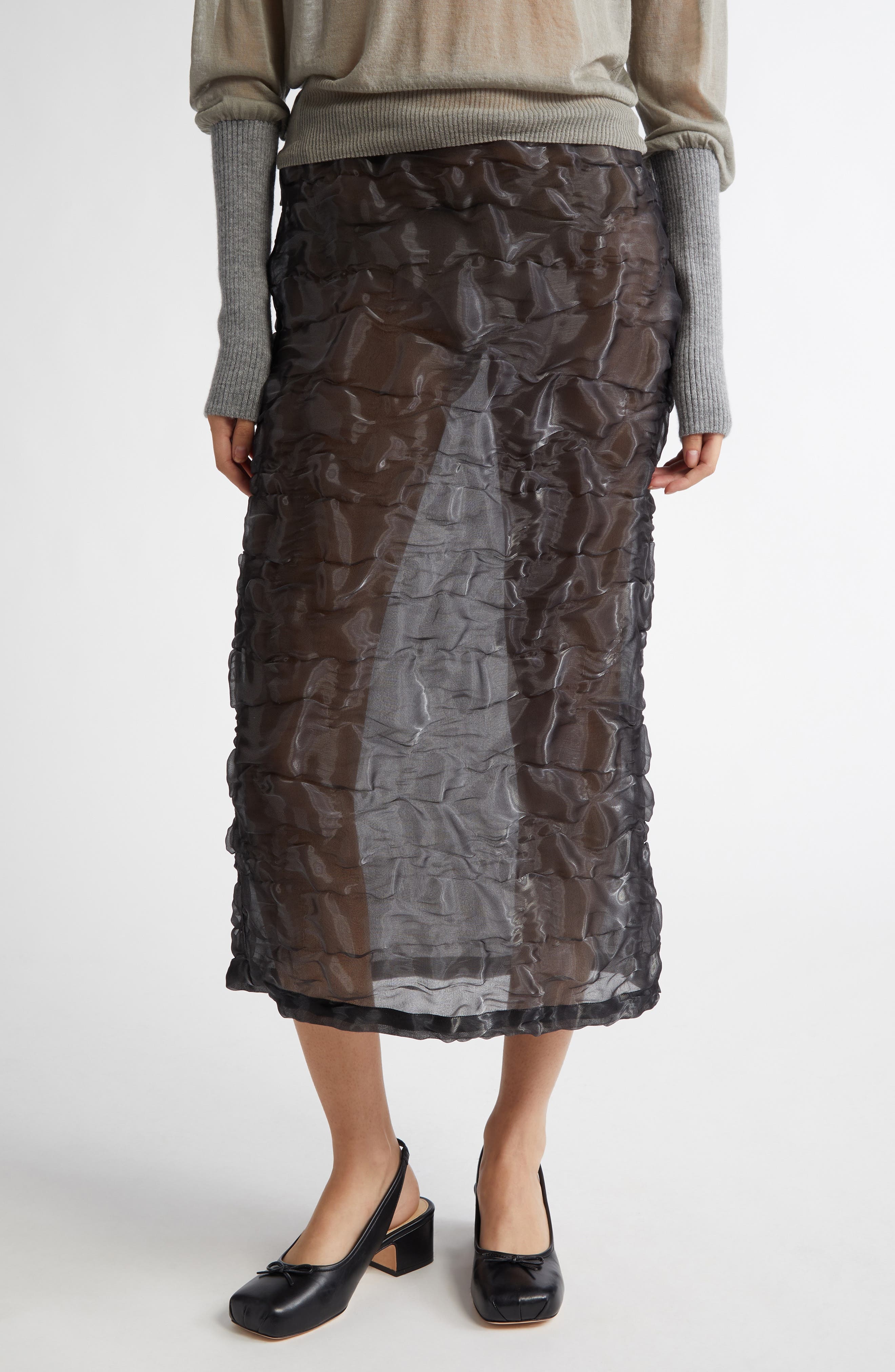 Paloma Wool Aoi Crinkled Midi Skirt in Grey at Nordstrom - 1