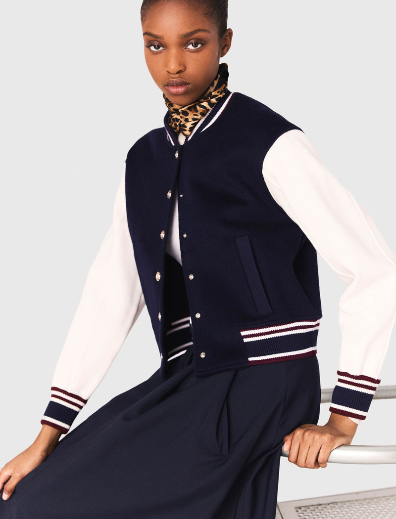 Mixed fabric bomber 6