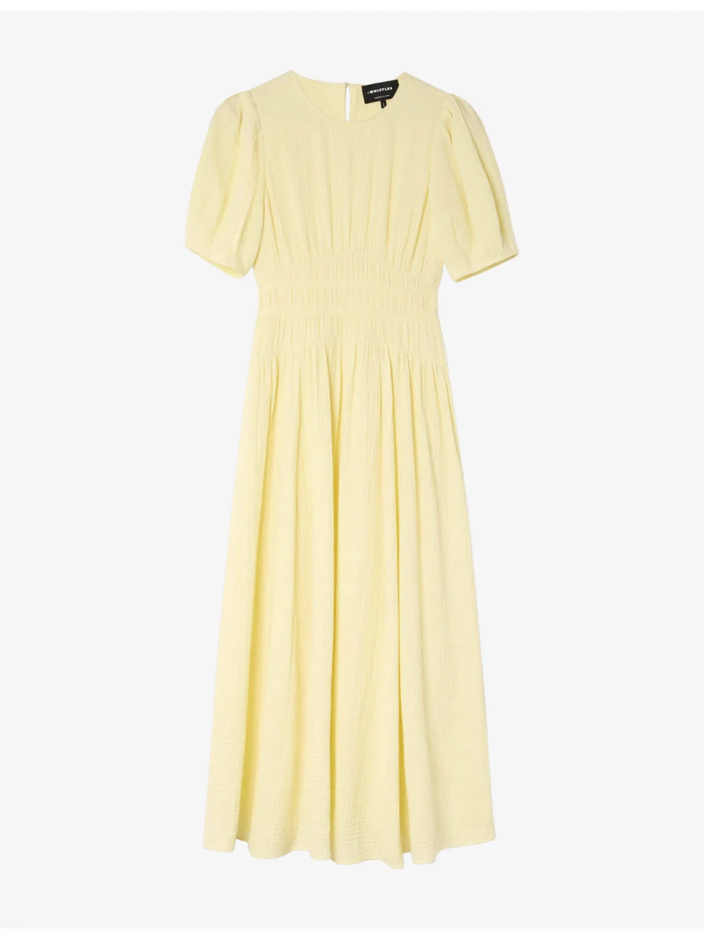 Shirred Cheesecloth Cotton Midi Dress - 1