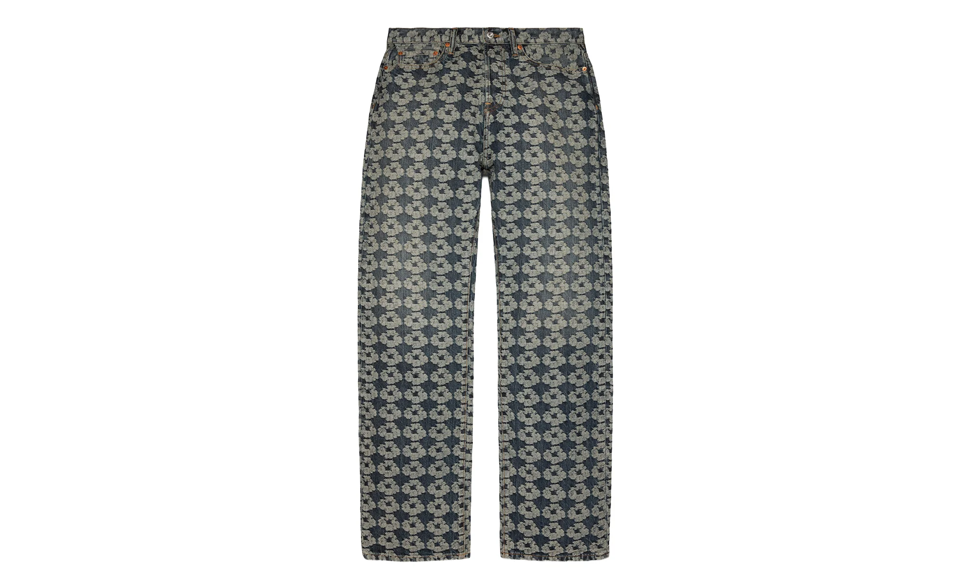 Baggy Jacquard Wreath Denim Pant "Blue" DT599 - 1