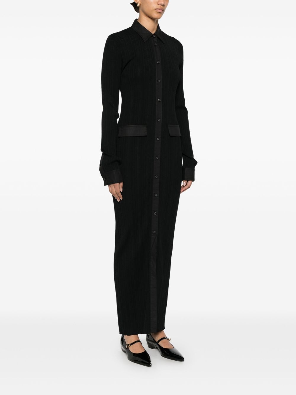 knitted shirt maxi dress - 3